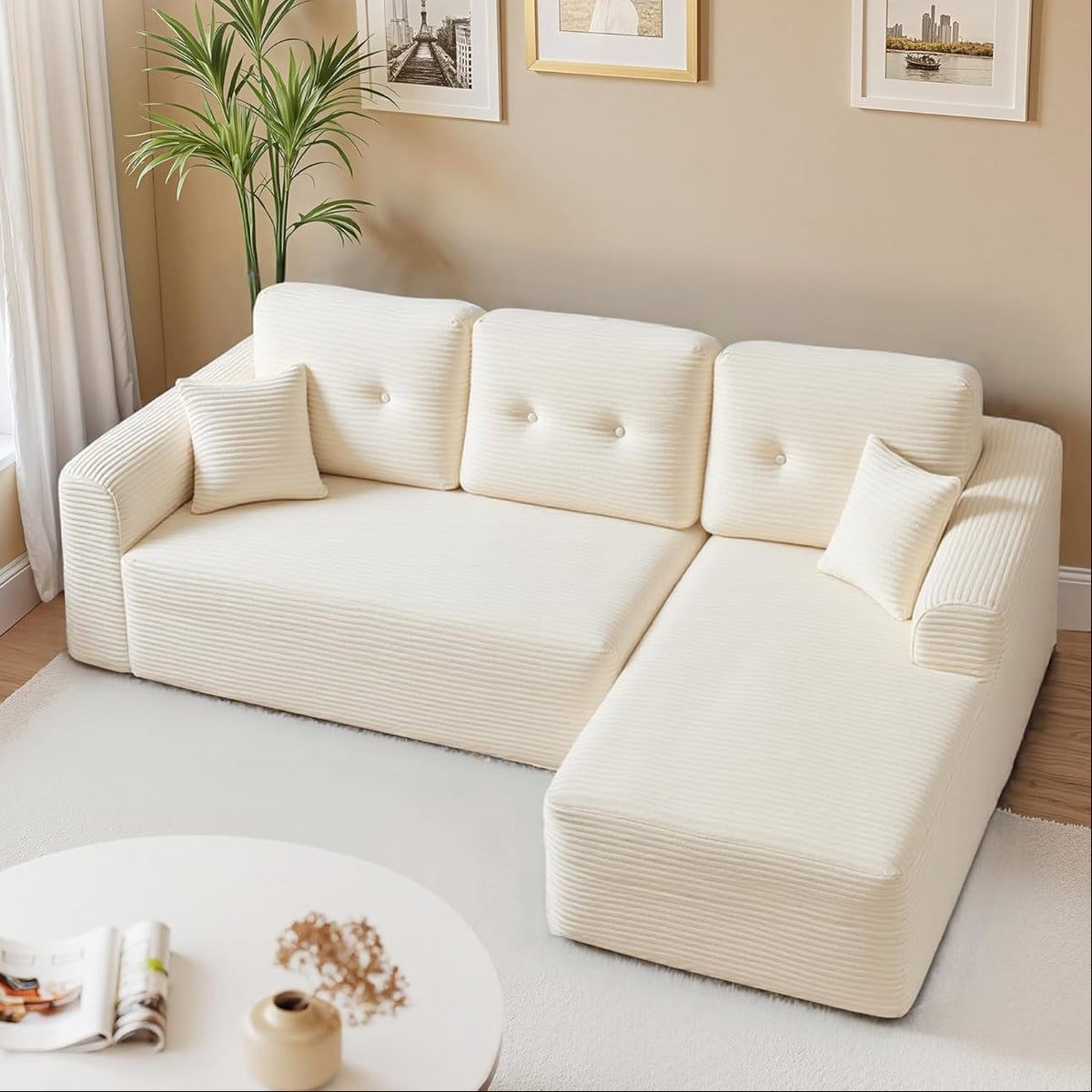 Ecksofa – Modulares Schlafsofa – 244 cm breit – mit Chaiselongue rechts
