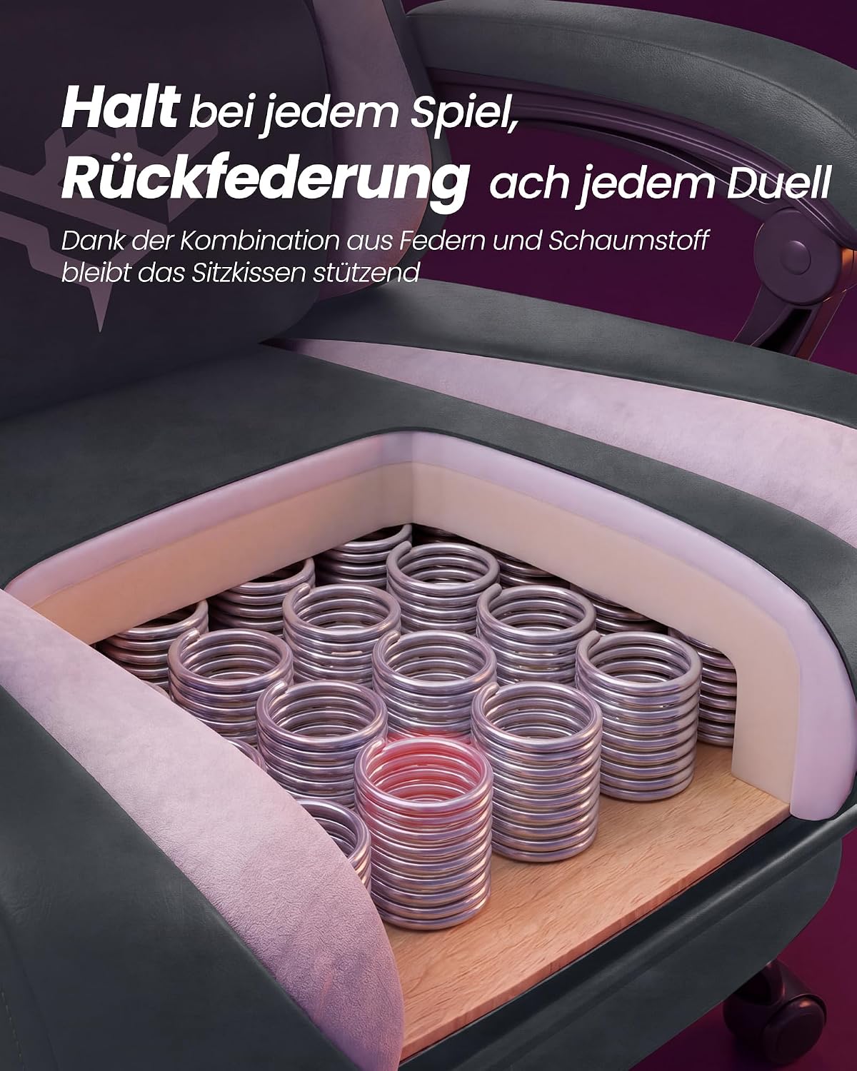 Gaming-Stuhl mit Fußstütze - Kunstwildleder mit Kopfstütze und Lendenkissen - Bis 135° Neigbar