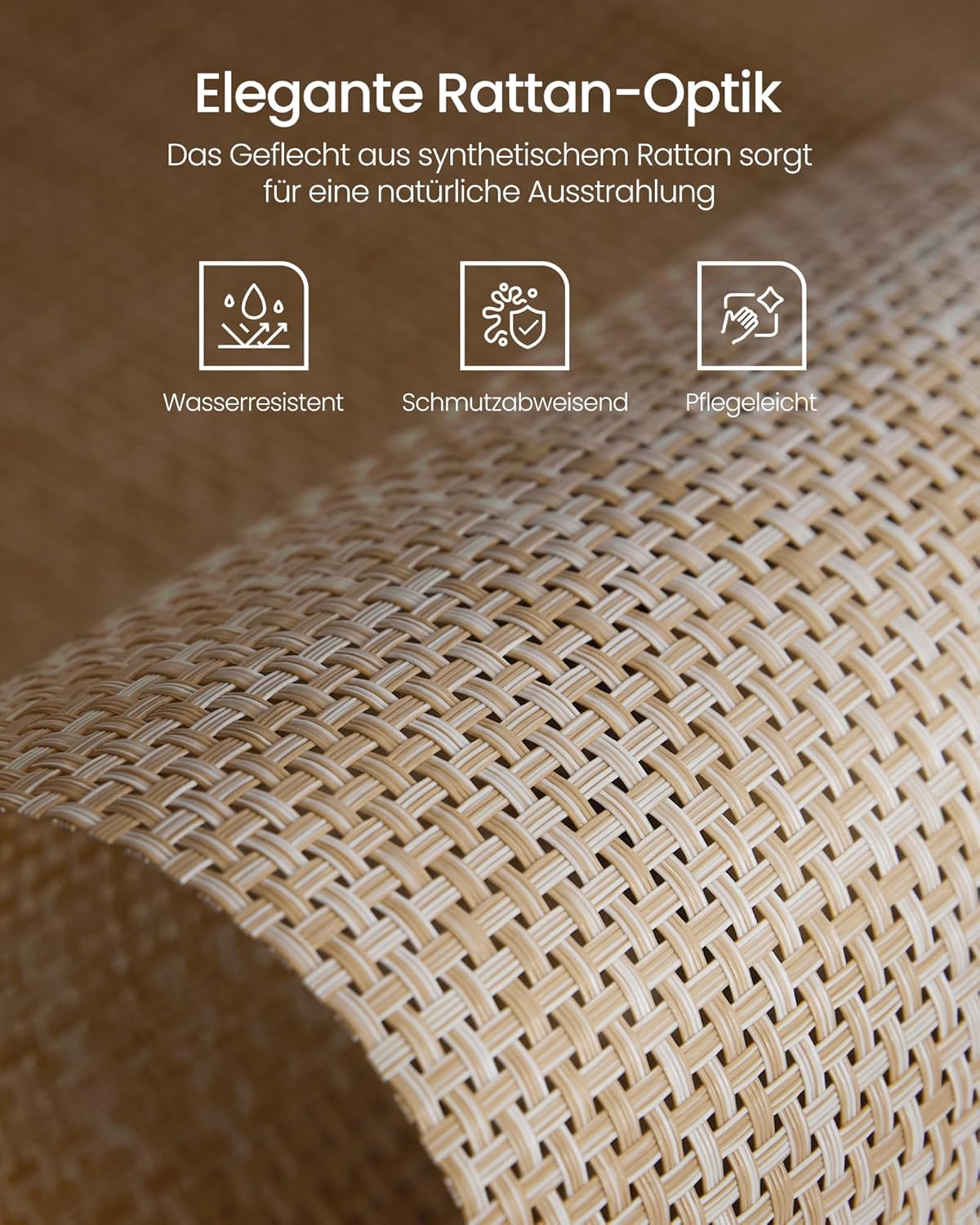 Nachttisch - 2er-Set - Rattan-Optik mit Schublade und Offenem Fach - Boho-Stil