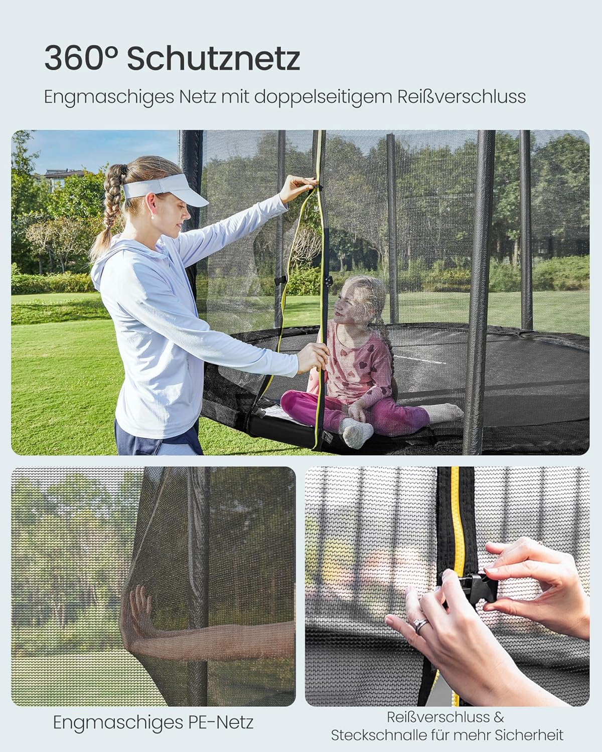 Gartentrampolin – 366 cm – Mit Sicherheitsnetz, Leiter und Randabdeckung – TÜV-geprüft – Für Kinder und Erwachsene