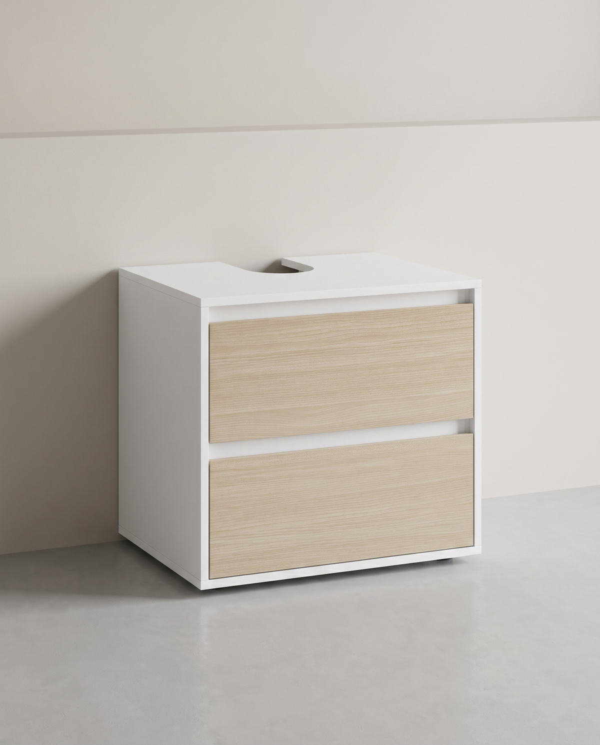 Wandmontierter Waschbeckenschrank - Badezimmerschrank mit 2 Schubladen - Platzsparend