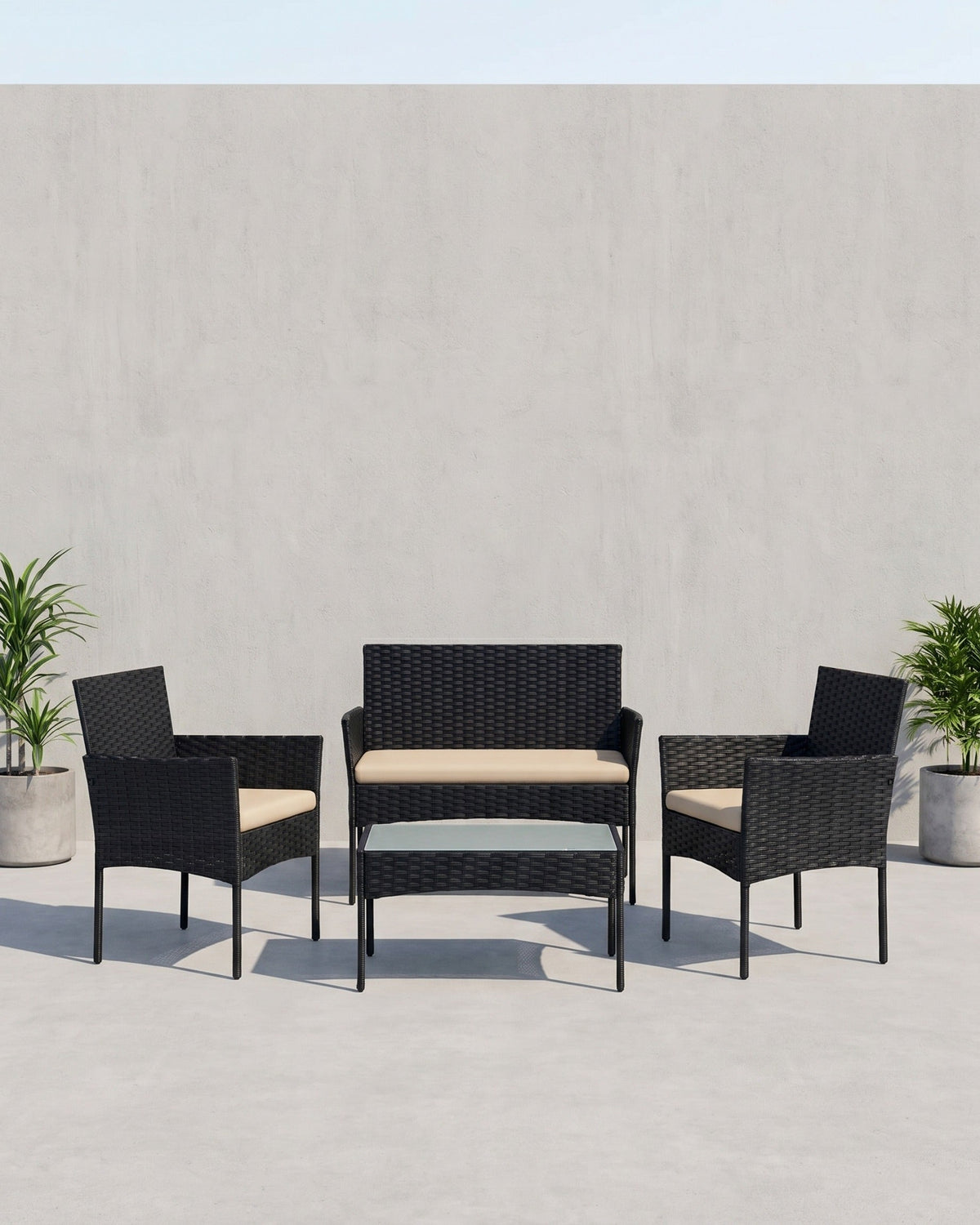 Rattanoptik Gartenset - Balkonset - Gartenstühle mit Tisch