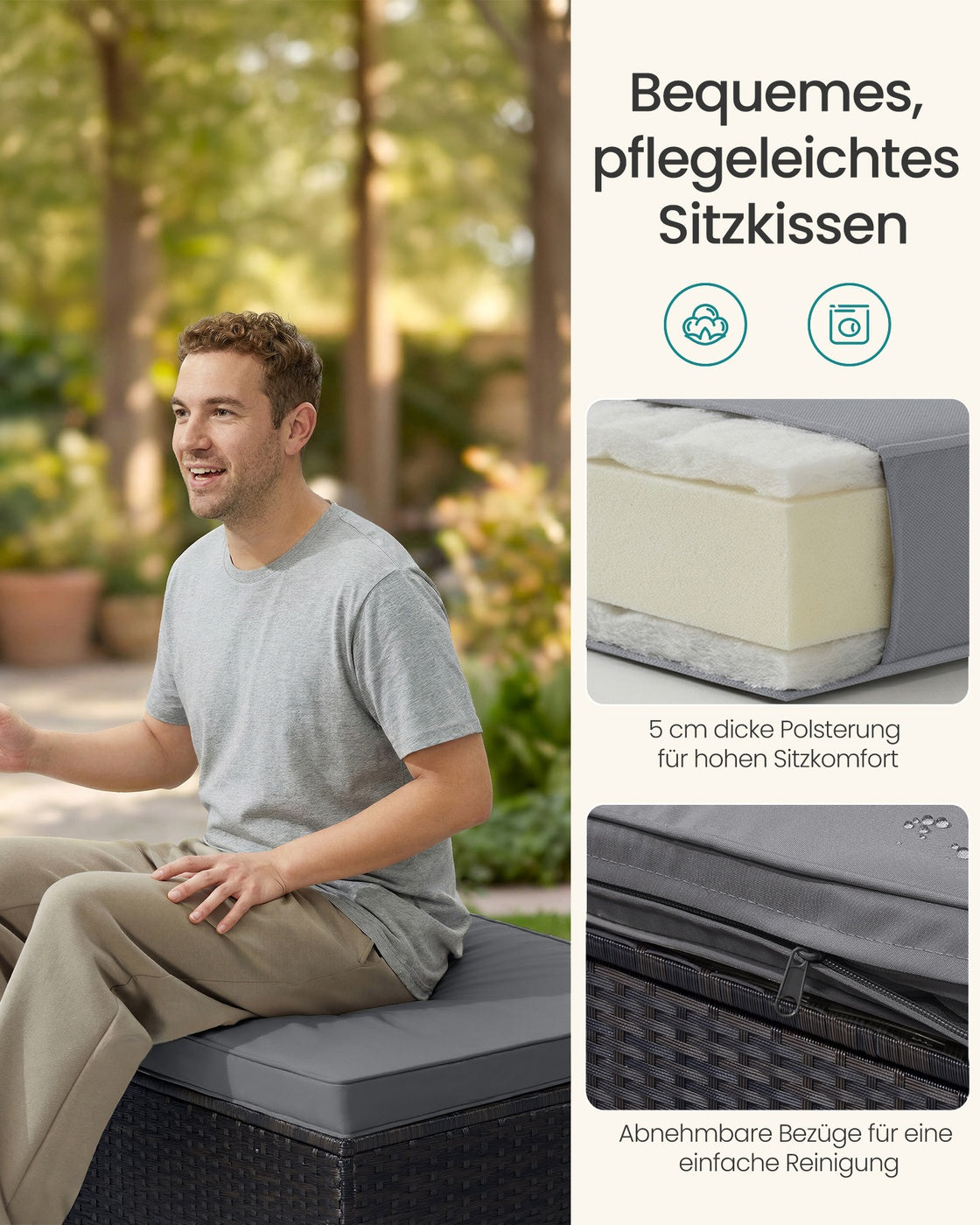 Lounge Set mit Tisch - Gartenbank - Gartenset - Polyrattan Gartenmöbel Set