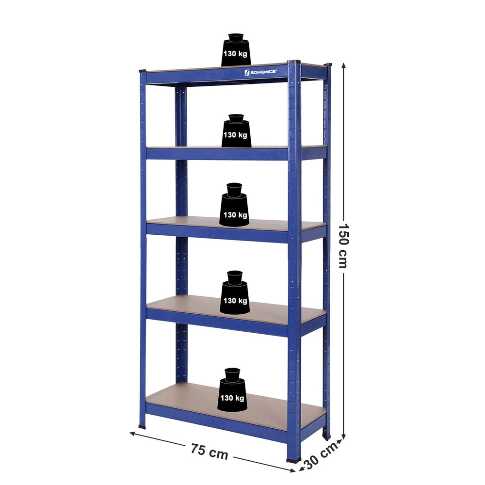 Lagerregal / Schwerlastregal – verstellbare Böden – bis 120 kg pro Boden – Stahlrahmen für Küche, Garage & Abstellraum