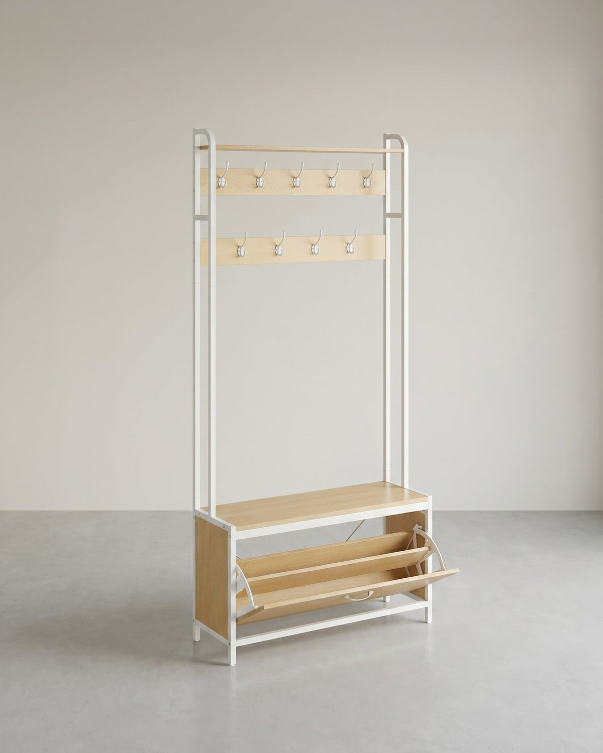 Garderobe mit Bank und Schuhschrank - Industriedesign - 4-in-1 Flurmöbel 85 cm
