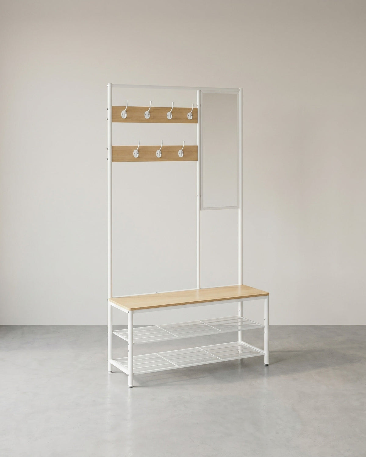 Garderobe mit Schuhablage und Spiegel – 4-in-1 Flurmöbel