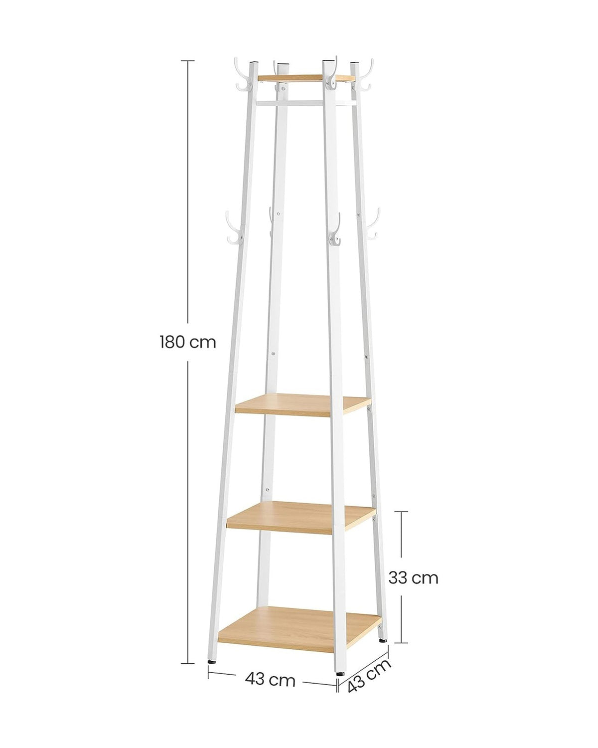 Garderobenständer – Vintage-Garderobe – mit Ablagen, Haken und Kleiderstange – stabil