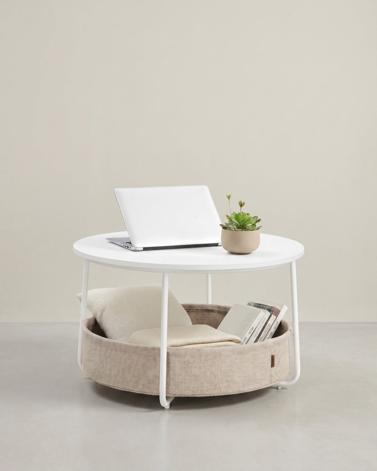 Runder Couchtisch mit Ablagekorb - Stilvoll und praktisch - 75 cm