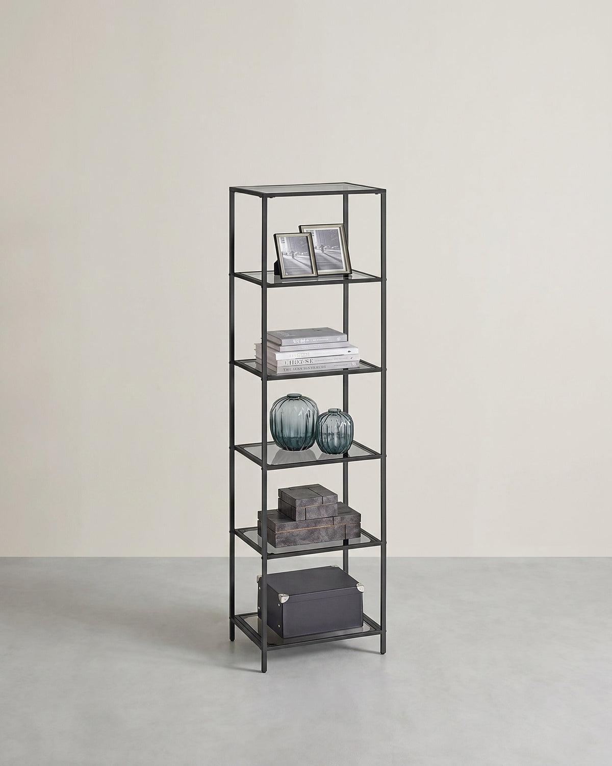 Eckschrank Glas – 5 oder 6 Ebenen – stilvoll & platzsparend