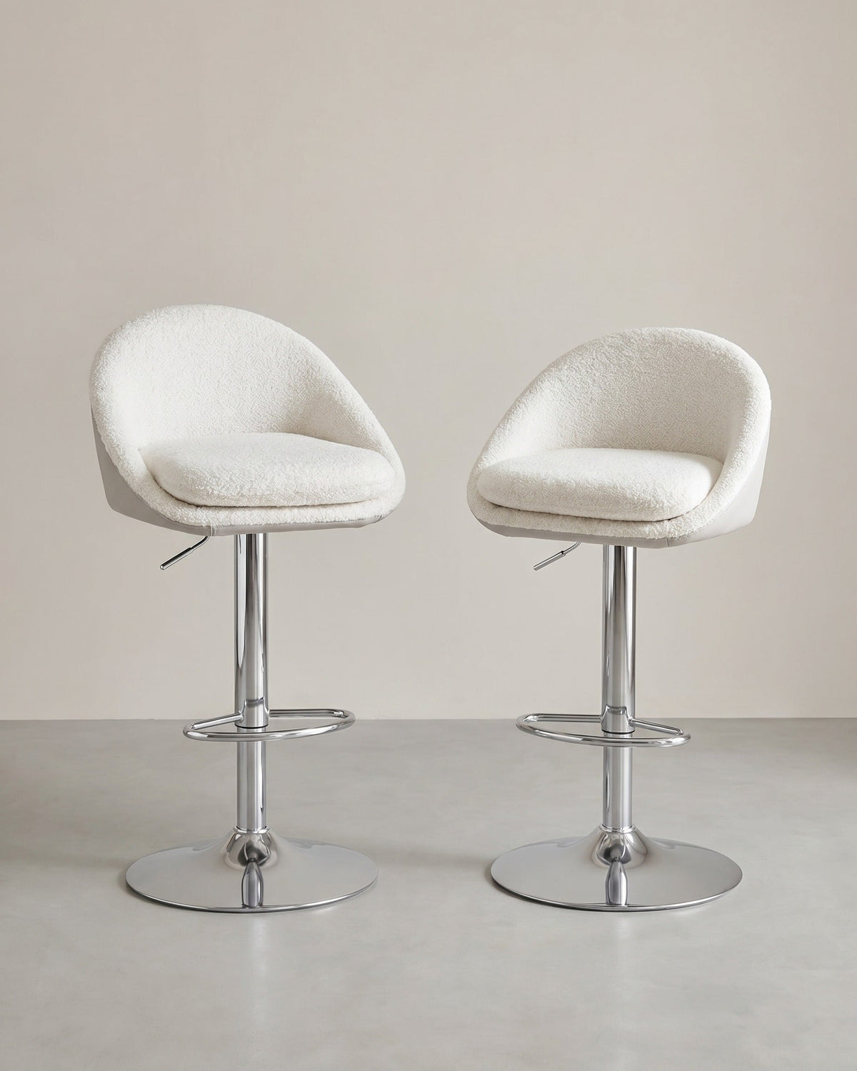 2er-Set Luxus-Barhocker – Bouclé – Samt – Verstellbar