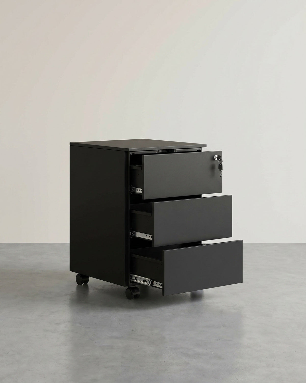 Metallschubladenschrank mit 3 Schubladen – Kompakter Büroschrank auf Rollen – Robustes und sicheres Design