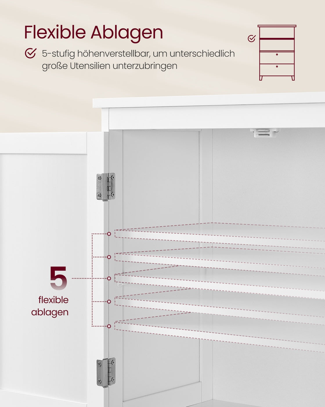 Badezimmerschränke – 30 x 60 x 110 cm – 2 Türen – 2 Schubladen – MDF – Verstellbarer Boden – 18,5 kg – Maximale Belastung 136 kg