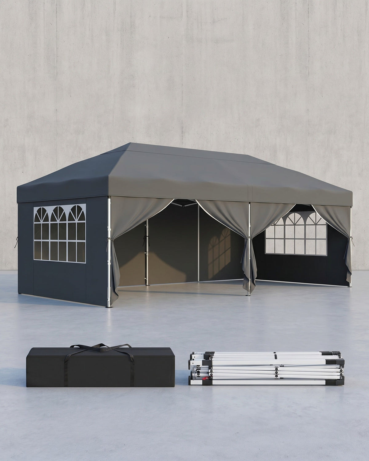 Partyzelt 3 x 6 m mit Seitenwänden – faltbarer Pavillon – Gartenpavillon – Sonnenschutz – leicht und regendicht – tragbar
