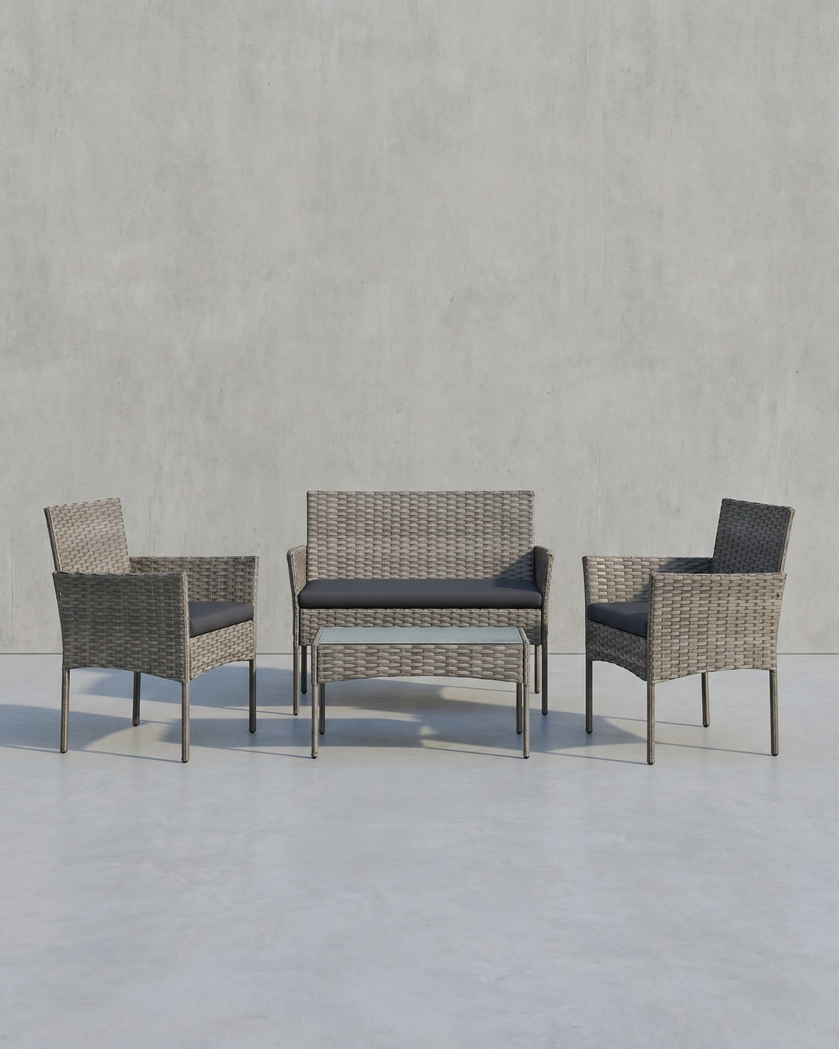 Gartenset Polyrattan - 2 Stühle Mit Tisch - Für Terrasse Oder Balkon