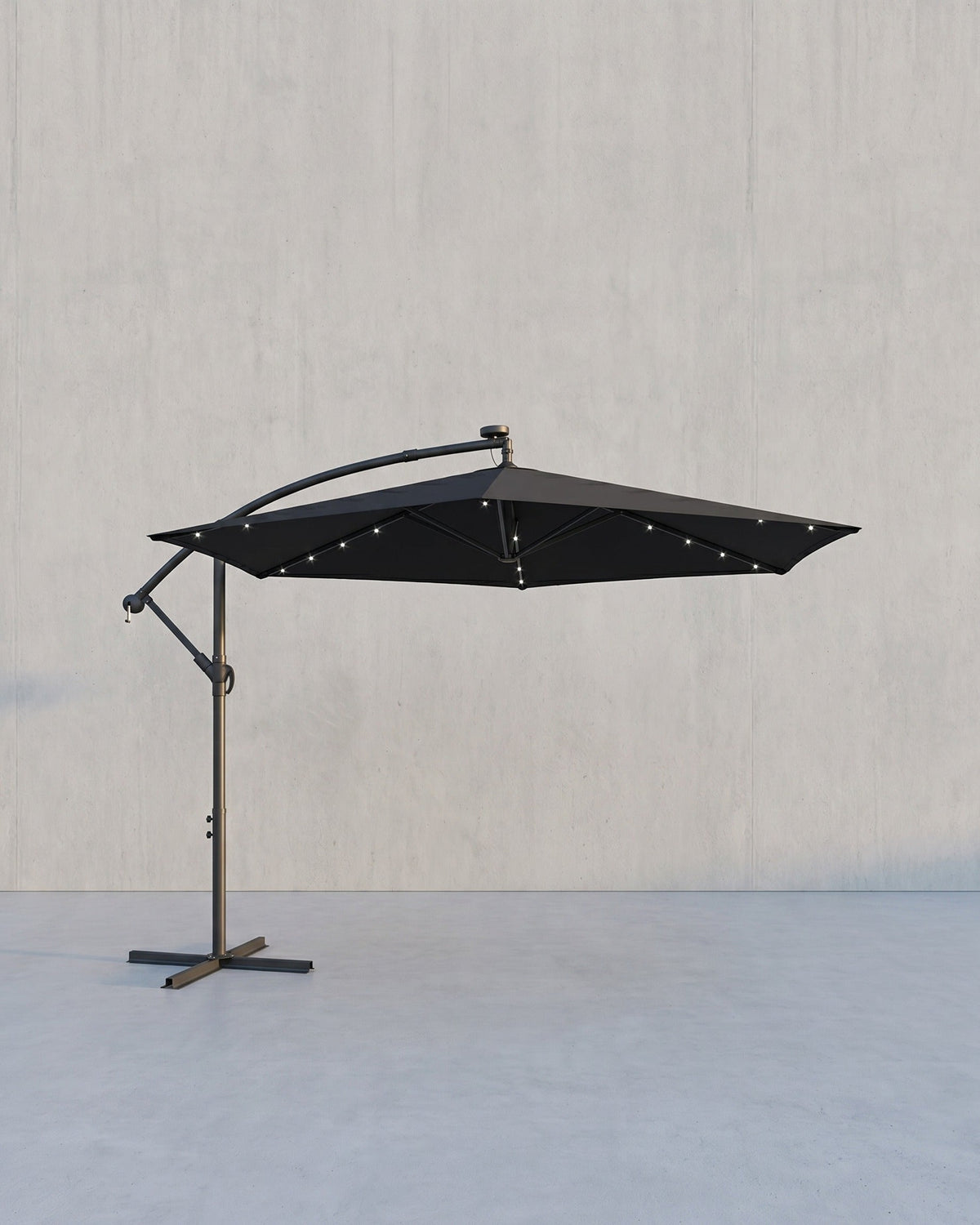 Großer Sonnenschirm 350cm - Mit LED-Beleuchtung - Für Terrasse Und Garten