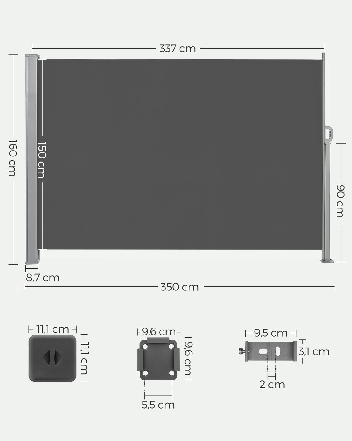 Gartensichtschutz 140 cm hoch - Ausziehbarer Balkonsichtschutz - Sonnenschutz