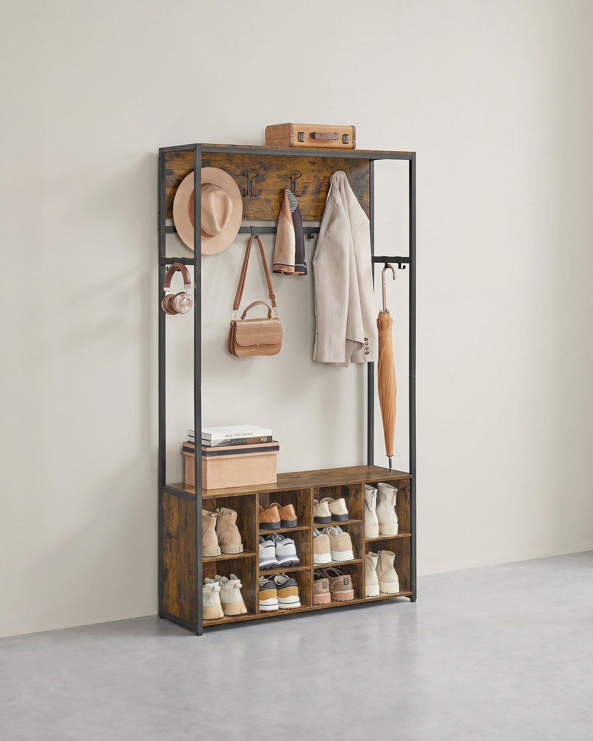 Garderobe mit Sitzbank und Schuhregal – Industriedesign – 4-in-1-Design