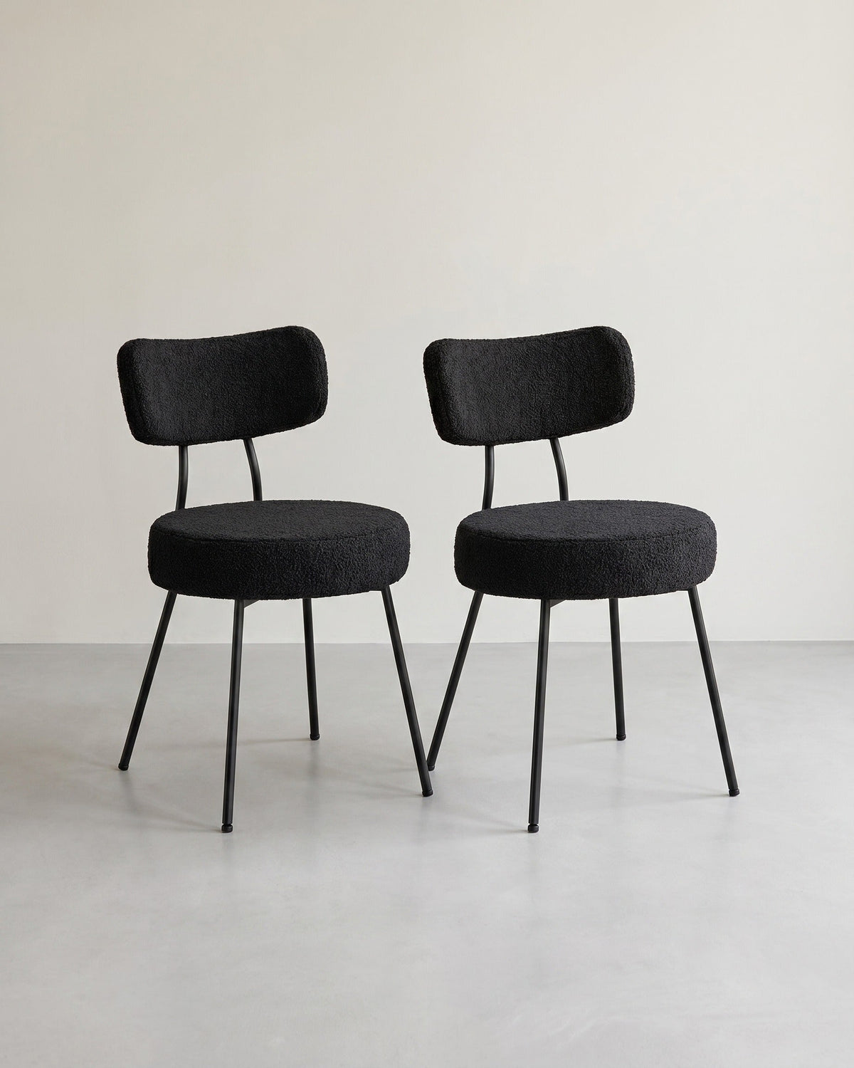 Moderne Esszimmerstühle – 2er-Set – Mit Vlies gepolstert – Runde Sitzfläche mit Rückenlehne