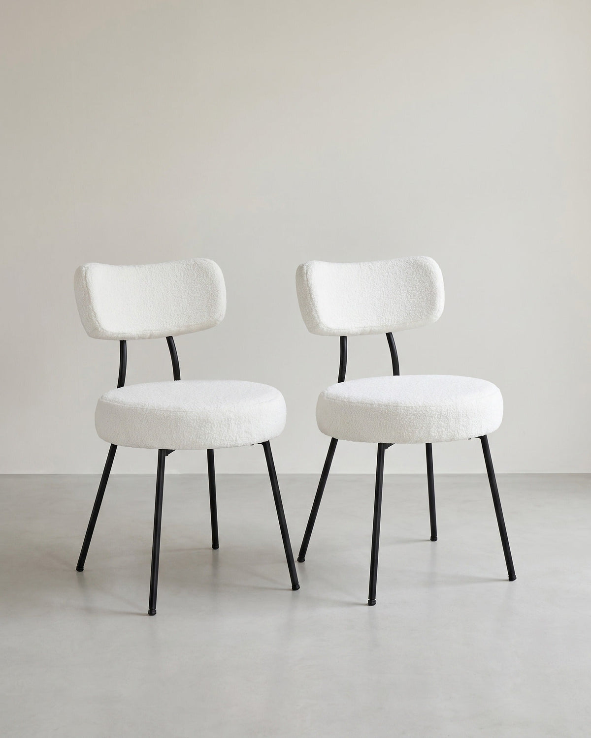 Moderne Esszimmerstühle – 2er-Set – Mit Vlies gepolstert – Runde Sitzfläche mit Rückenlehne