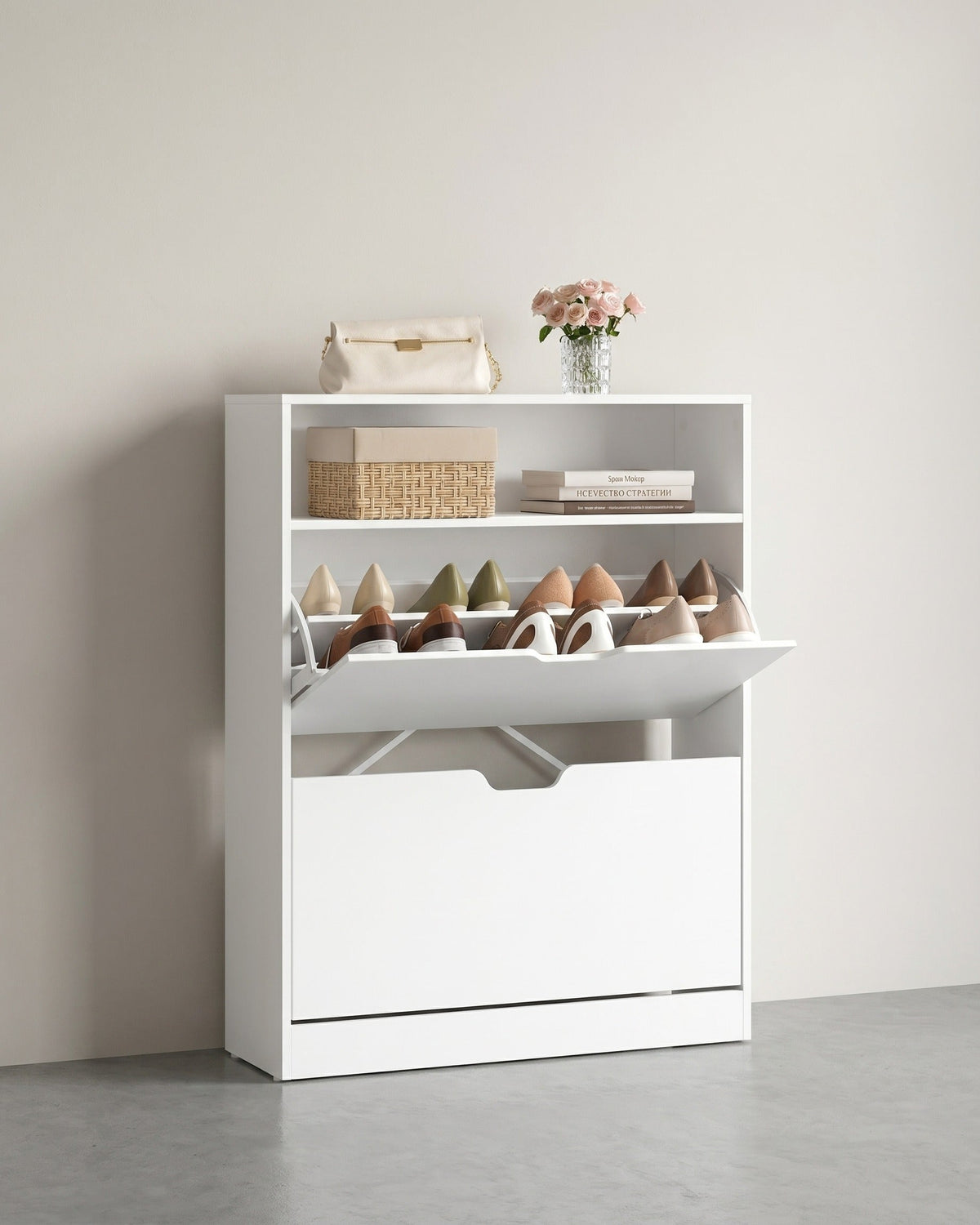 Schuhschrank – Platzsparendes Design – Für 11–16 Paar Schuhe – Verstellbare Aufteilung – 80 cm breit