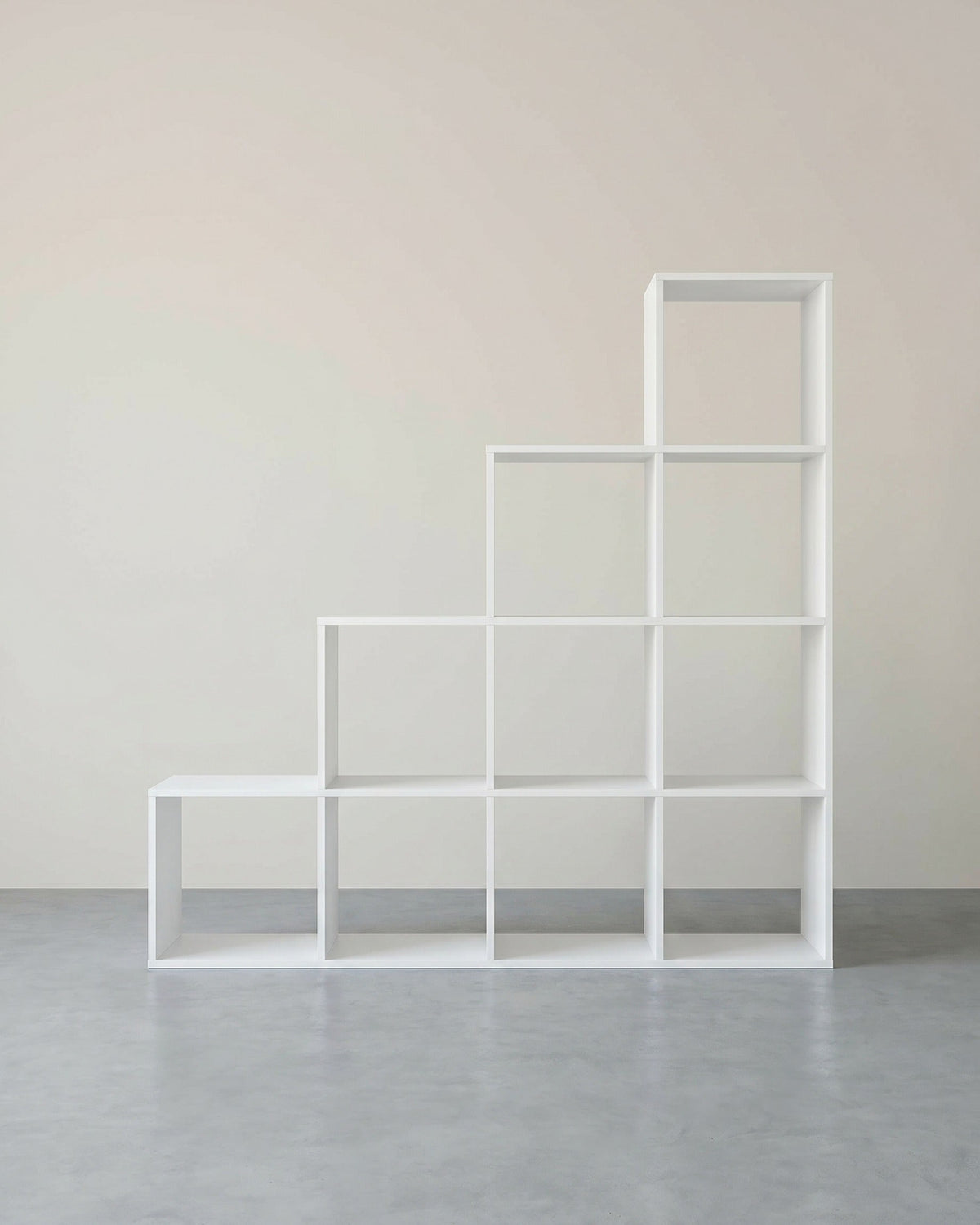 Bücherregal mit 10 Fächern – Raumteiler – Aufbewahrungsschrank – 129,5 x 29 x 129,5 cm – Weiß