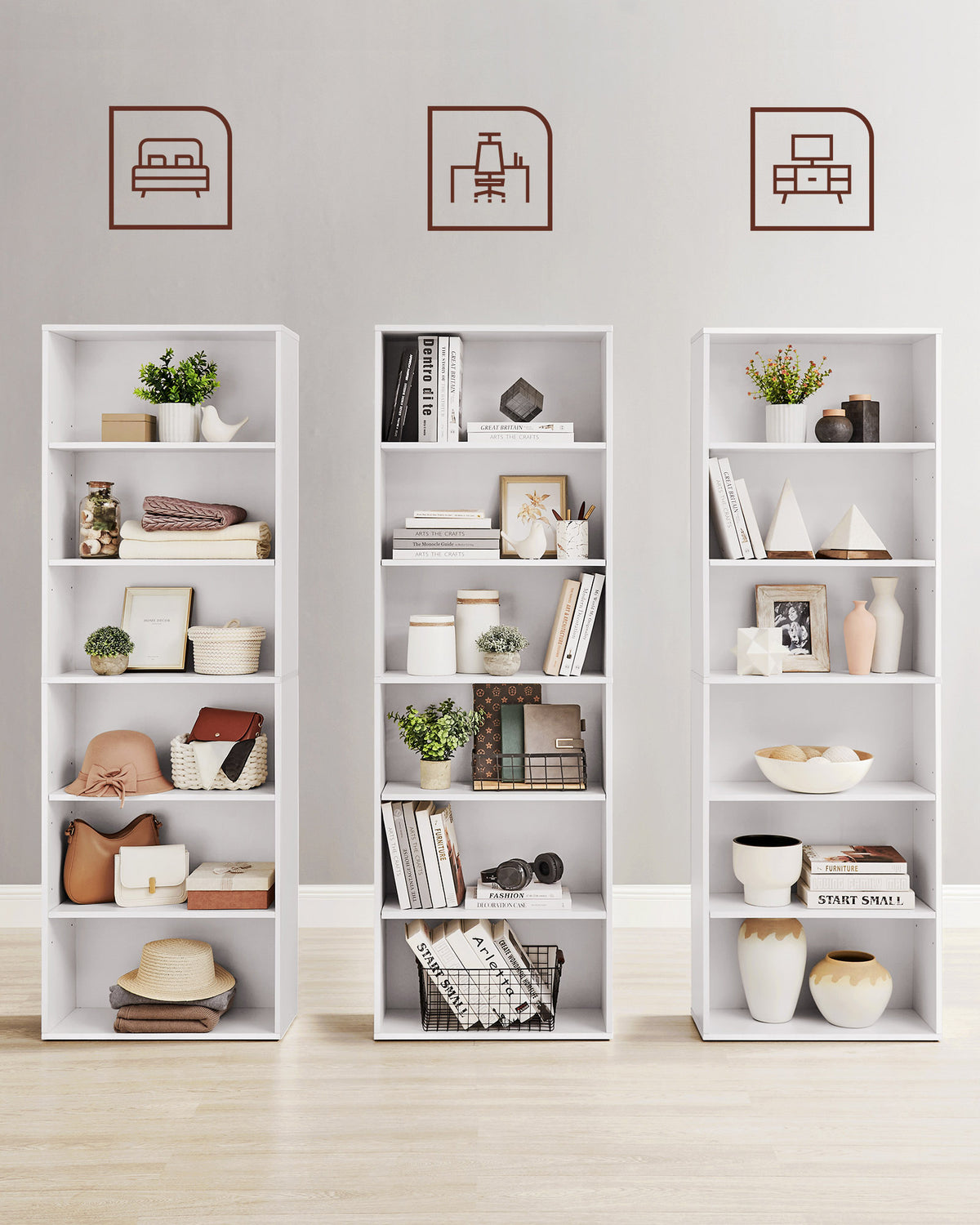 Modernes offenes Bücherregal – Geräumiges, freistehendes Aufbewahrungsregal mit verstellbaren Regalböden und minimalistischem Design