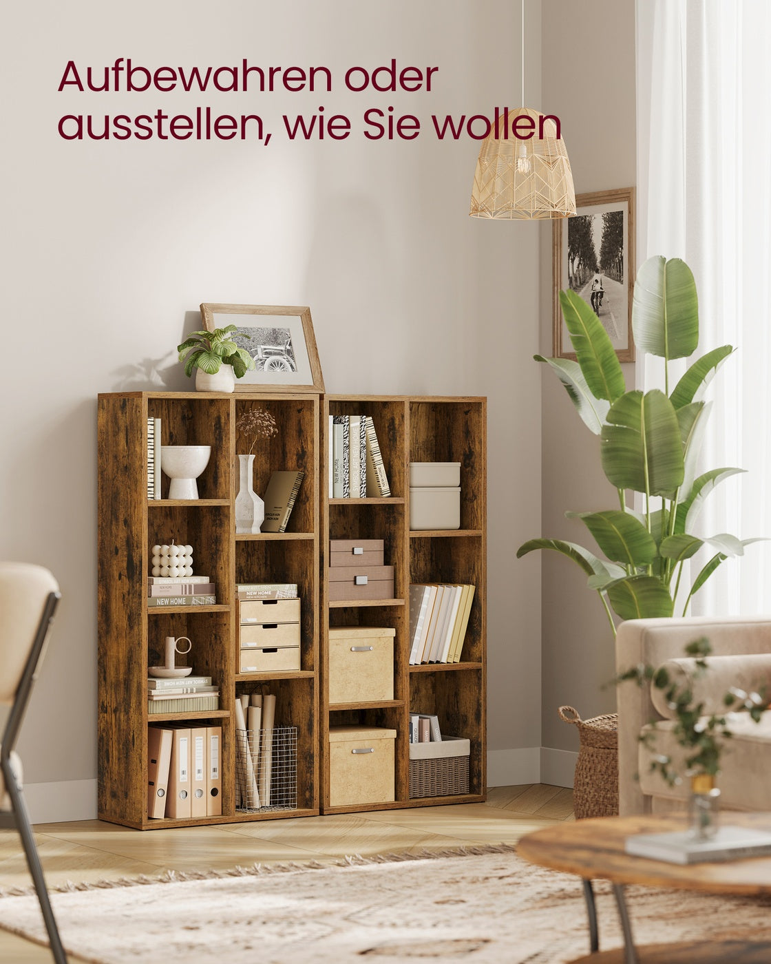 Bücherregal – Aufbewahrungsschrank – 5 oder 7 Fächer – 50 x 24 x 80 oder 106 cm