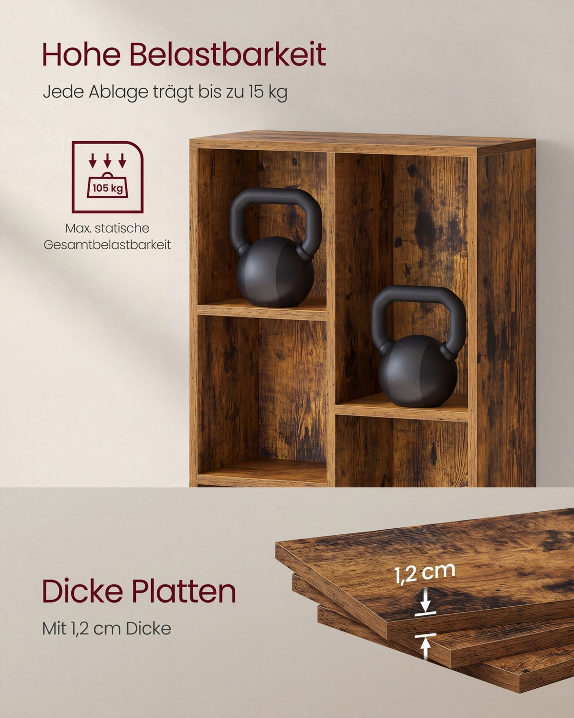 Bücherregal – Aufbewahrungsschrank – 5 oder 7 Fächer – 50 x 24 x 80 oder 106 cm