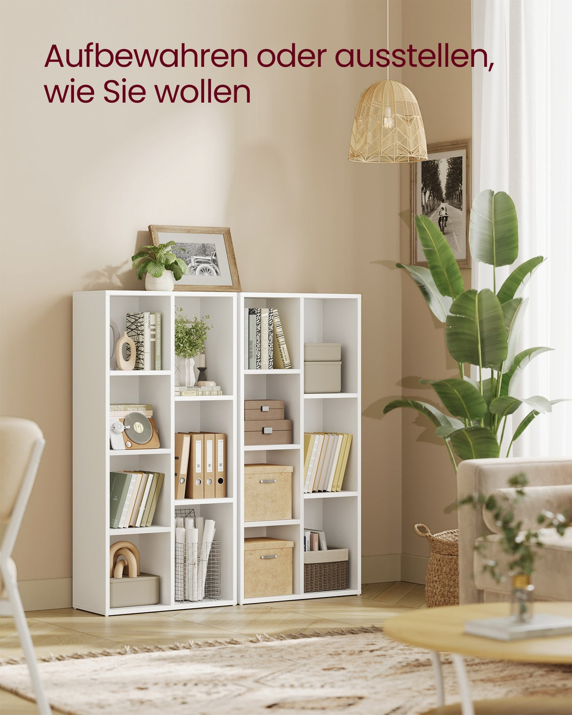 Bücherregal – Aufbewahrungsschrank – 5 oder 7 Fächer – 50 x 24 x 80 oder 106 cm