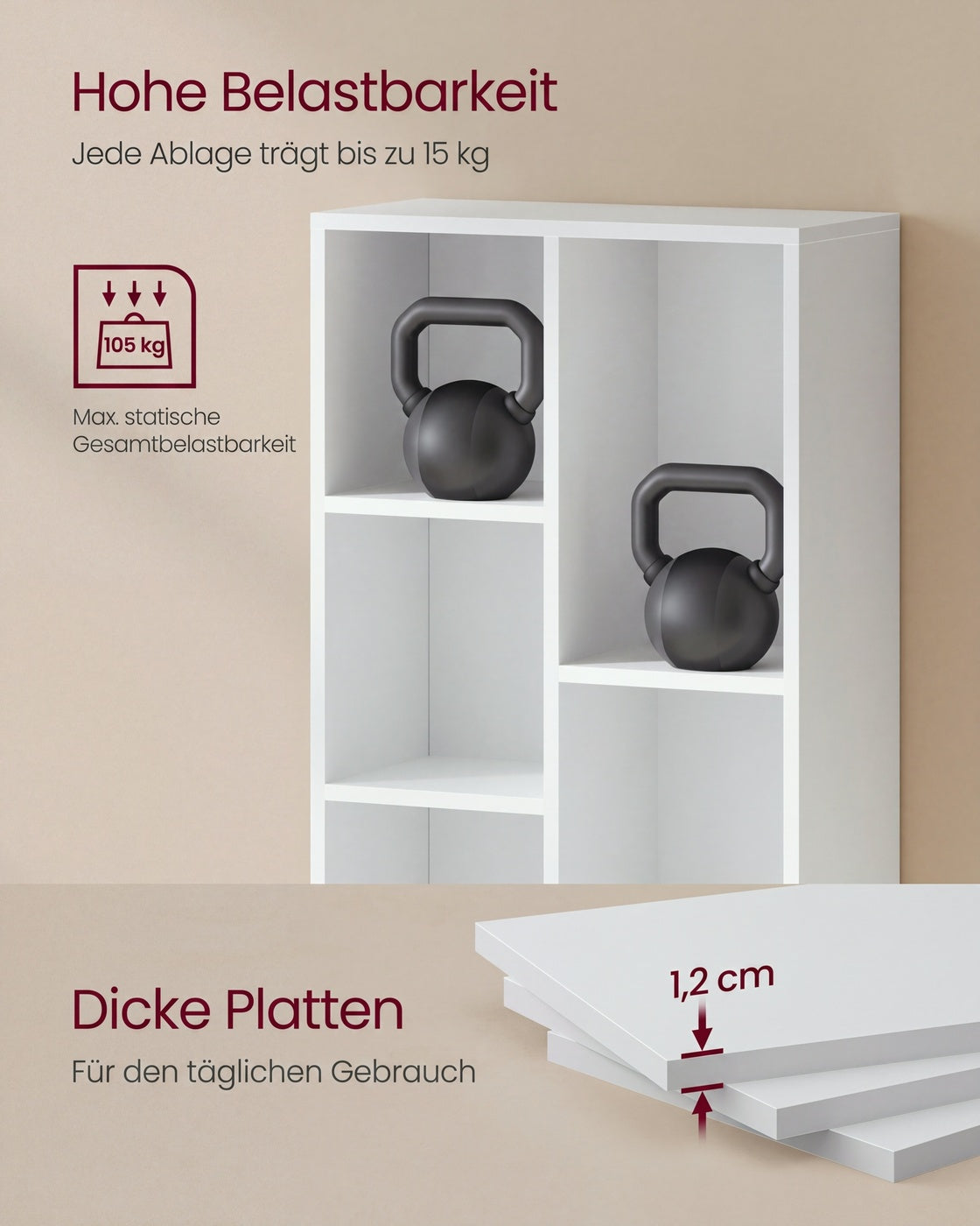 Bücherregal – Aufbewahrungsschrank – 5 oder 7 Fächer – 50 x 24 x 80 oder 106 cm
