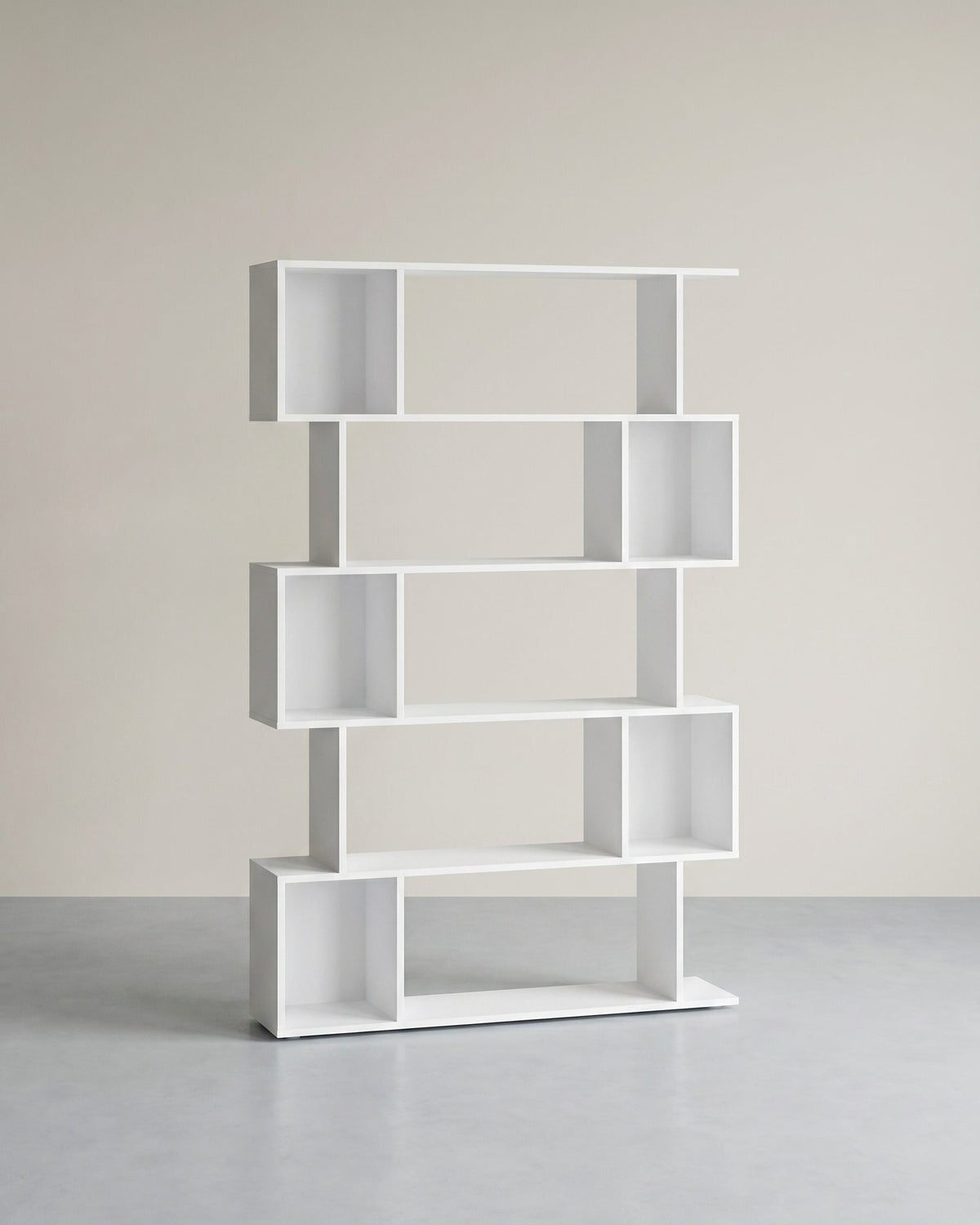 Bücherregal – S-förmiges Design – 5 Ebenen – 90 cm breit – 30 kg Tragkraft pro Ebene