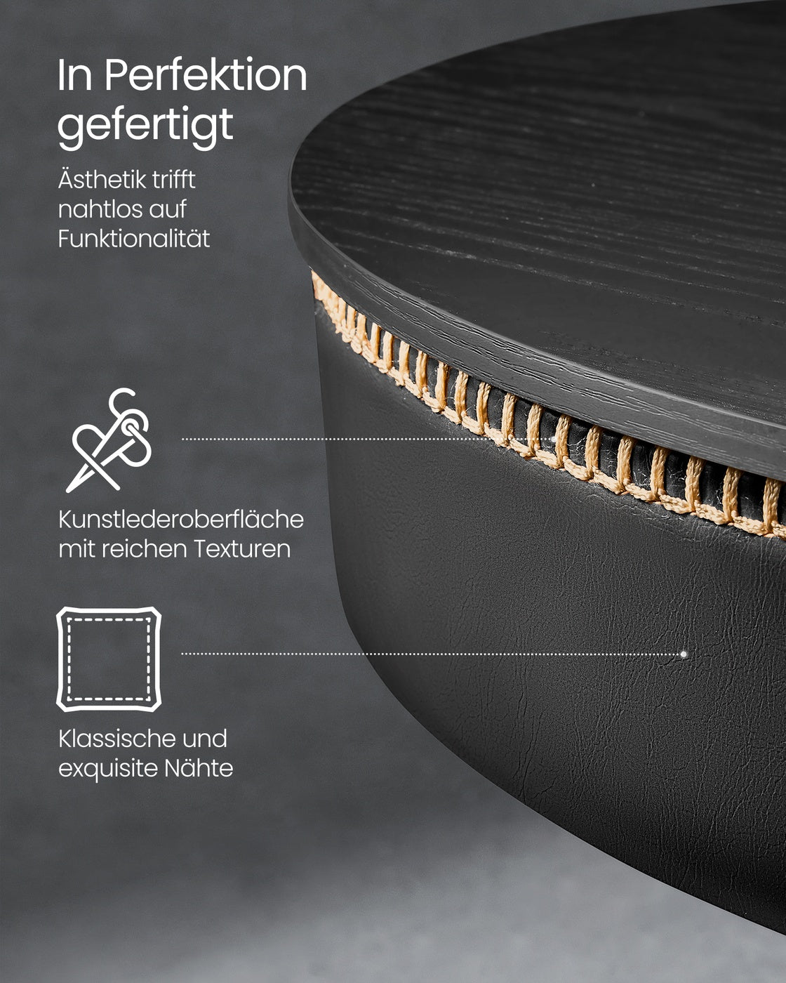Stehtisch mit Stauraum - Höhenverstellbar (83-105 cm) - Runder Designtisch