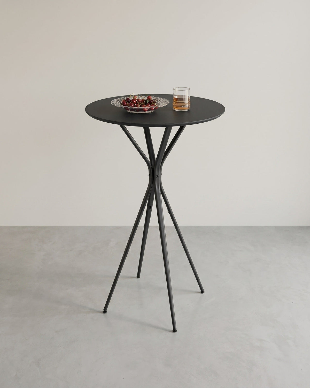 Schwarzer Stehtisch mit X-Beinen – 60 x 60 x 105 cm – Metallgestell – MDF-Tischplatte – Bis 50 kg belastbar