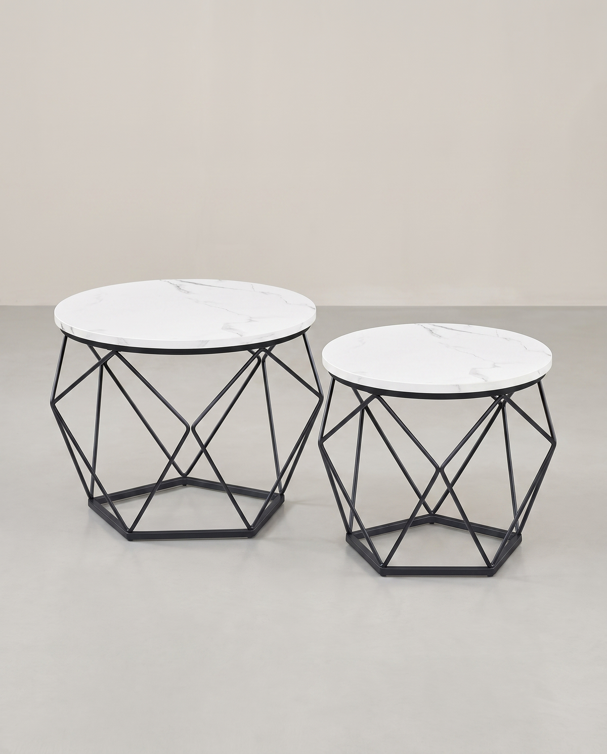 2er-Set runde Beistelltische – Modernes Design – Schwarz – Kompakt und multifunktional