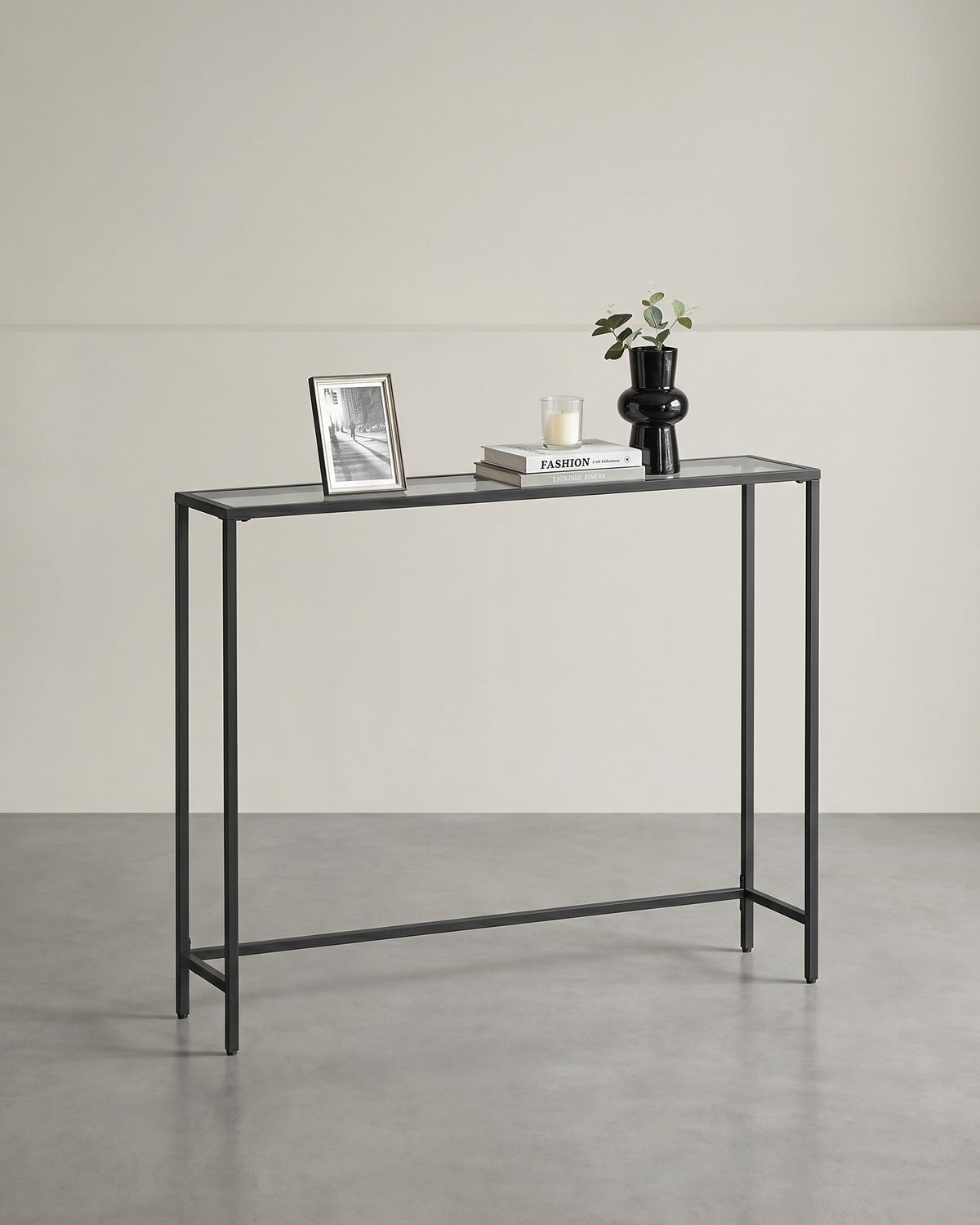 Konsolentisch - Glasplatte - Schwarzer Rahmen - Für Flur Oder Wohnzimmer