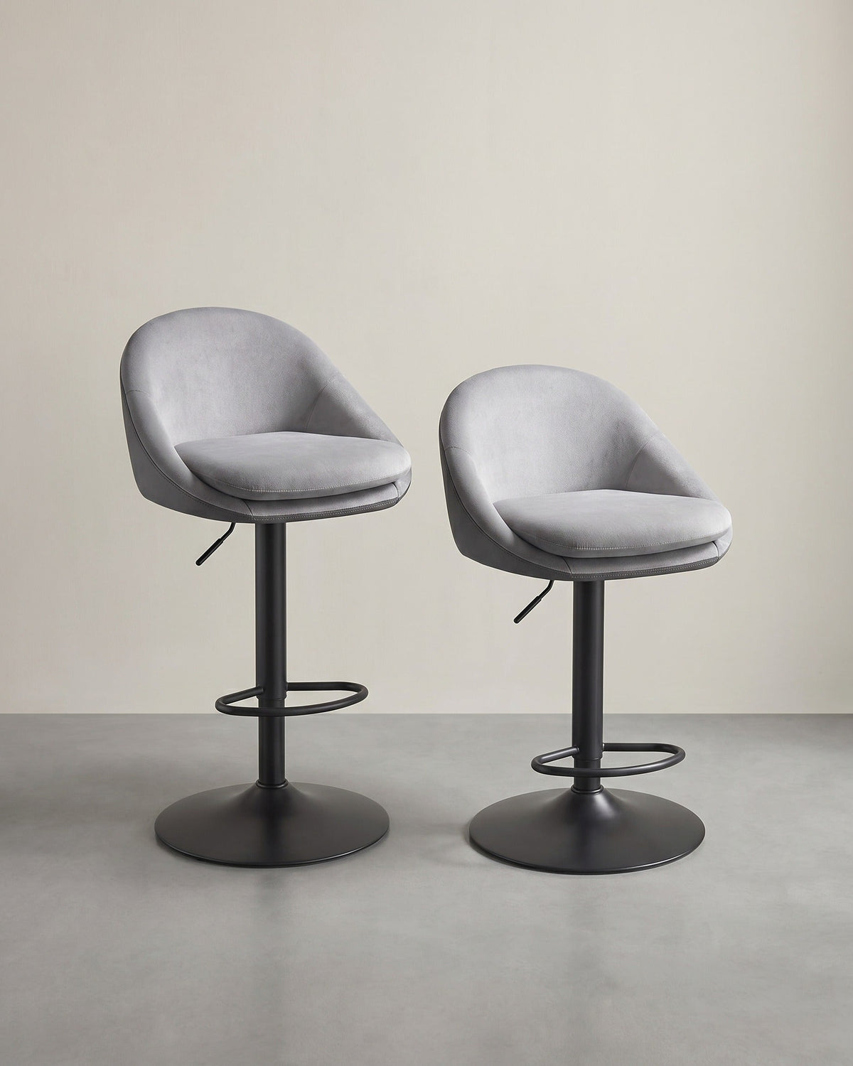 2er-Set Luxus-Barhocker – Bouclé – Samt – Verstellbar