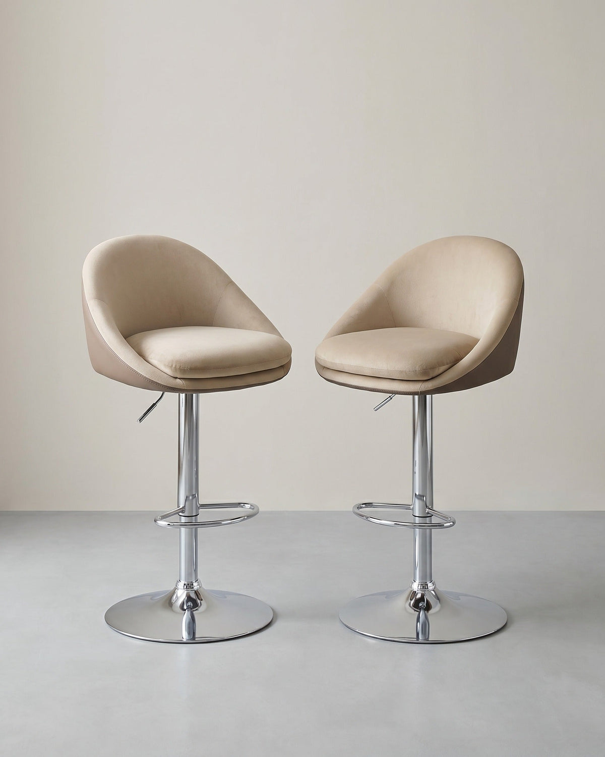 2er-Set Luxus-Barhocker – Bouclé – Samt – Verstellbar