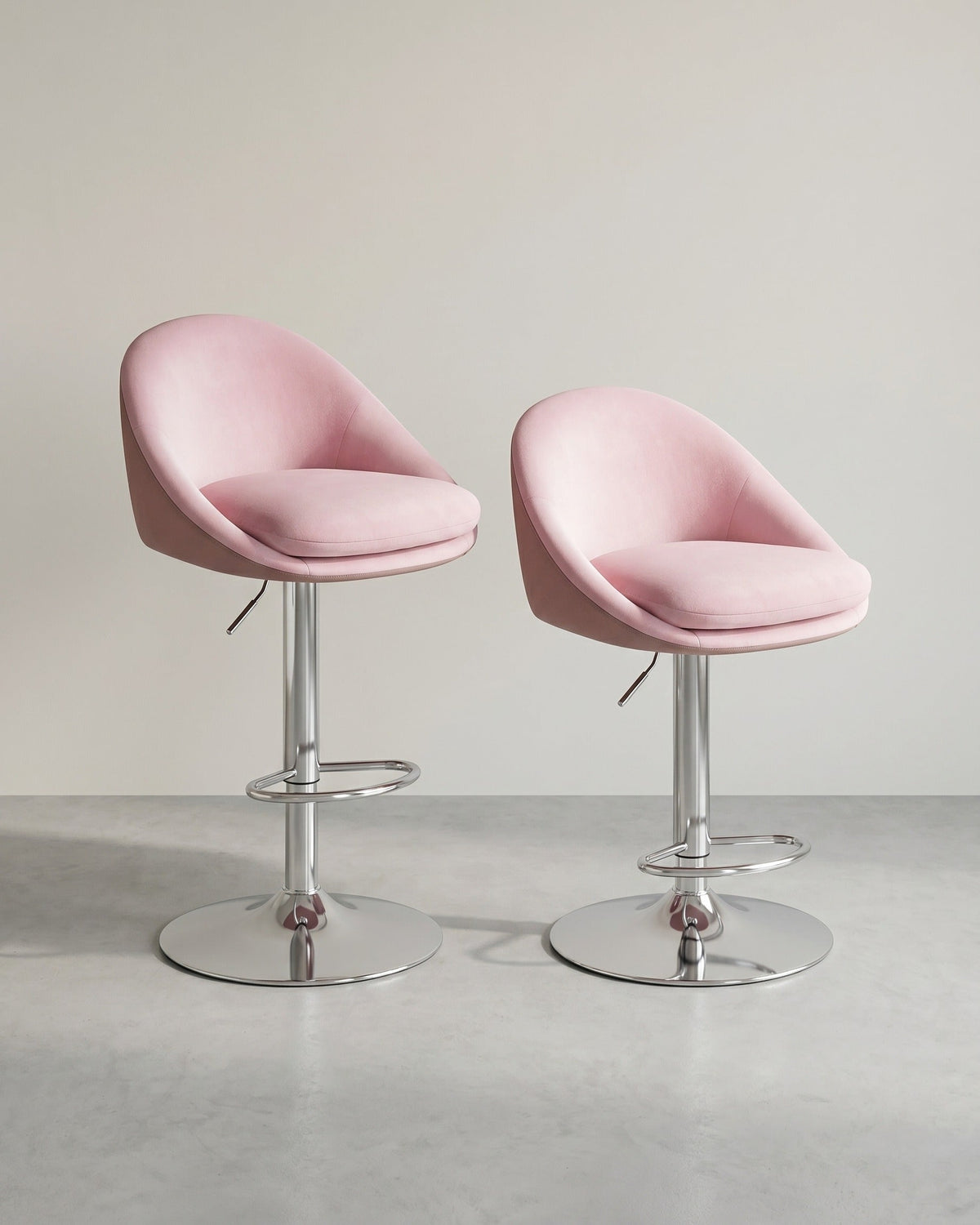 2er-Set Luxus-Barhocker – Bouclé – Samt – Verstellbar