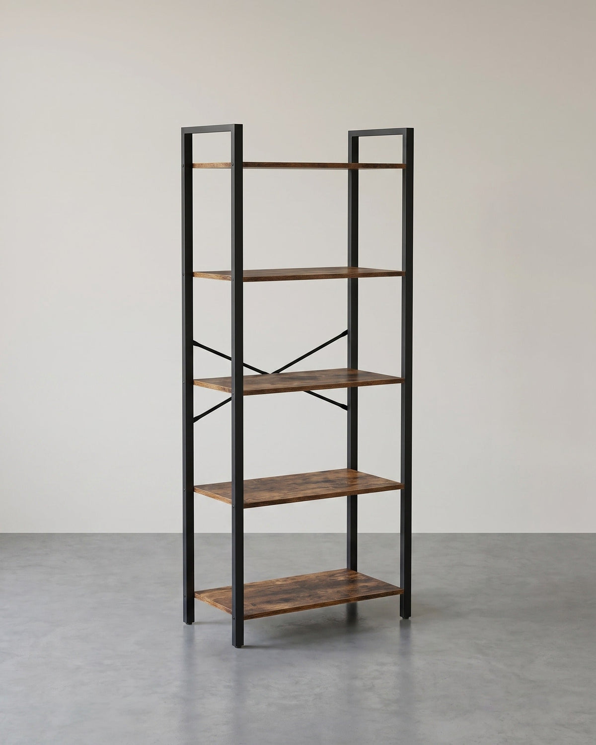 Bücherregal 5 Ebenen – Industrielles Aufbewahrungsregal – Offenes Wandregal 66 x 30 x 153 cm – ALINRU Kollektion