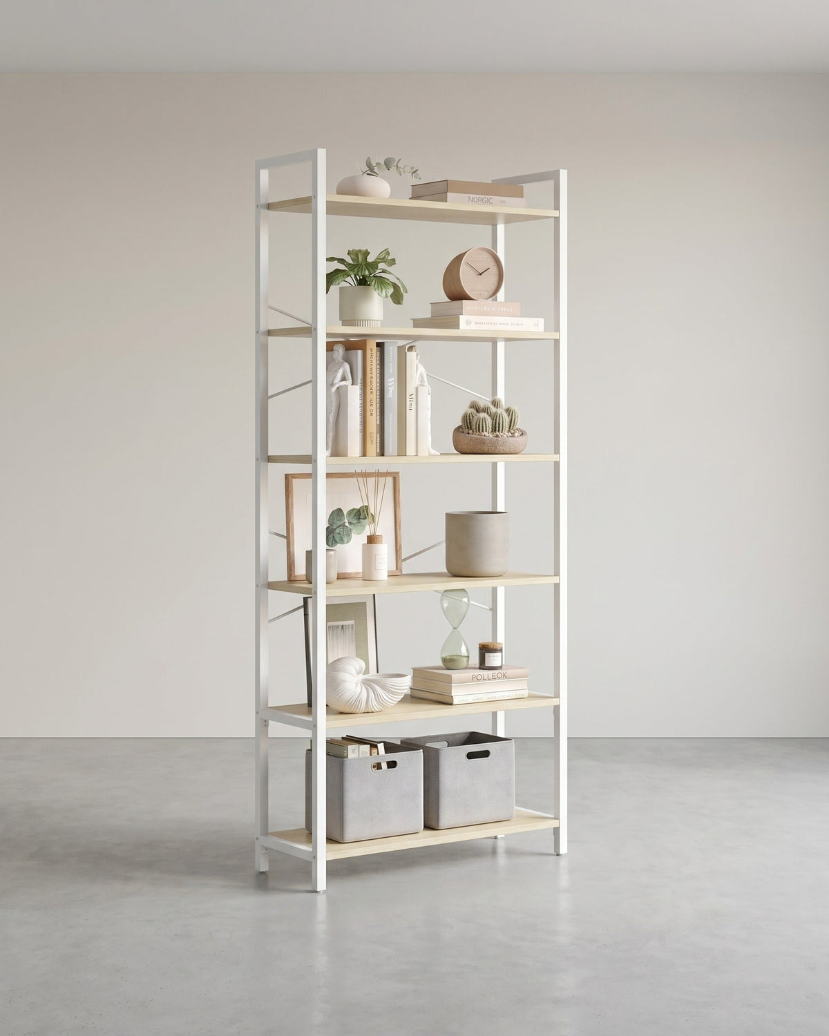 Bücherregal Mit 6 Ebenen - Stahlgestell - Für Wohnzimmer Schlafzimmer Oder Büro