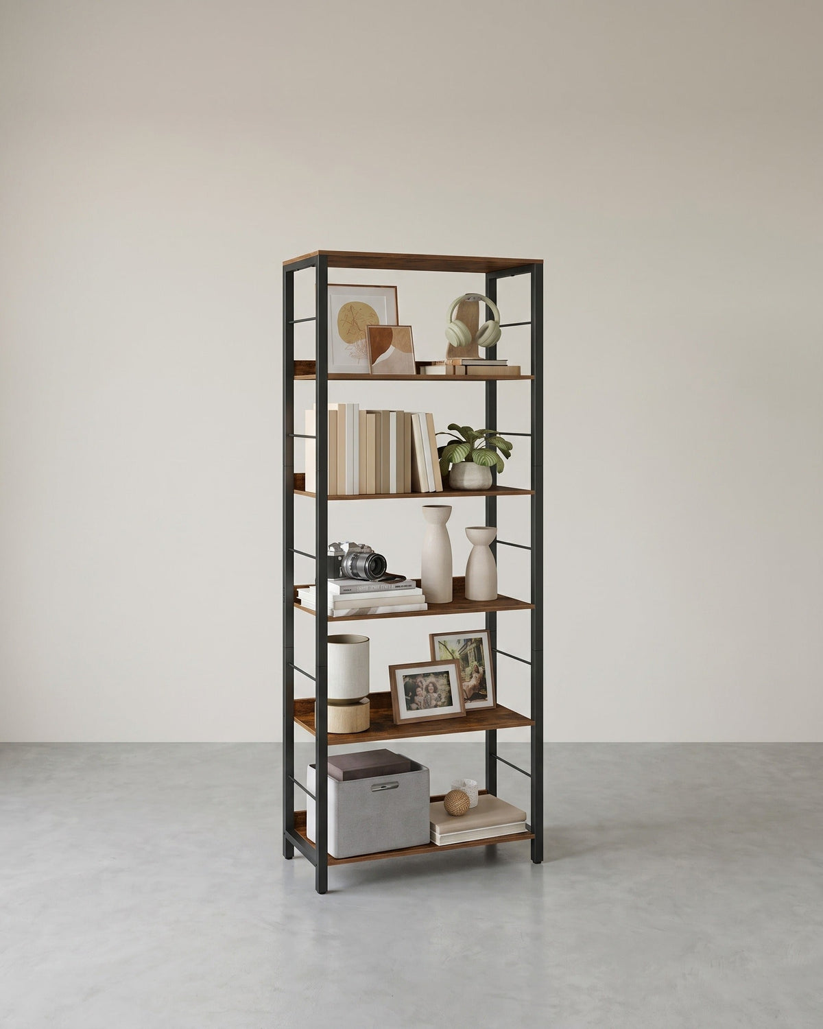 Industrielles Bücherregal – Lagerschrank mit 5 Regalen – Mehrere Höhen