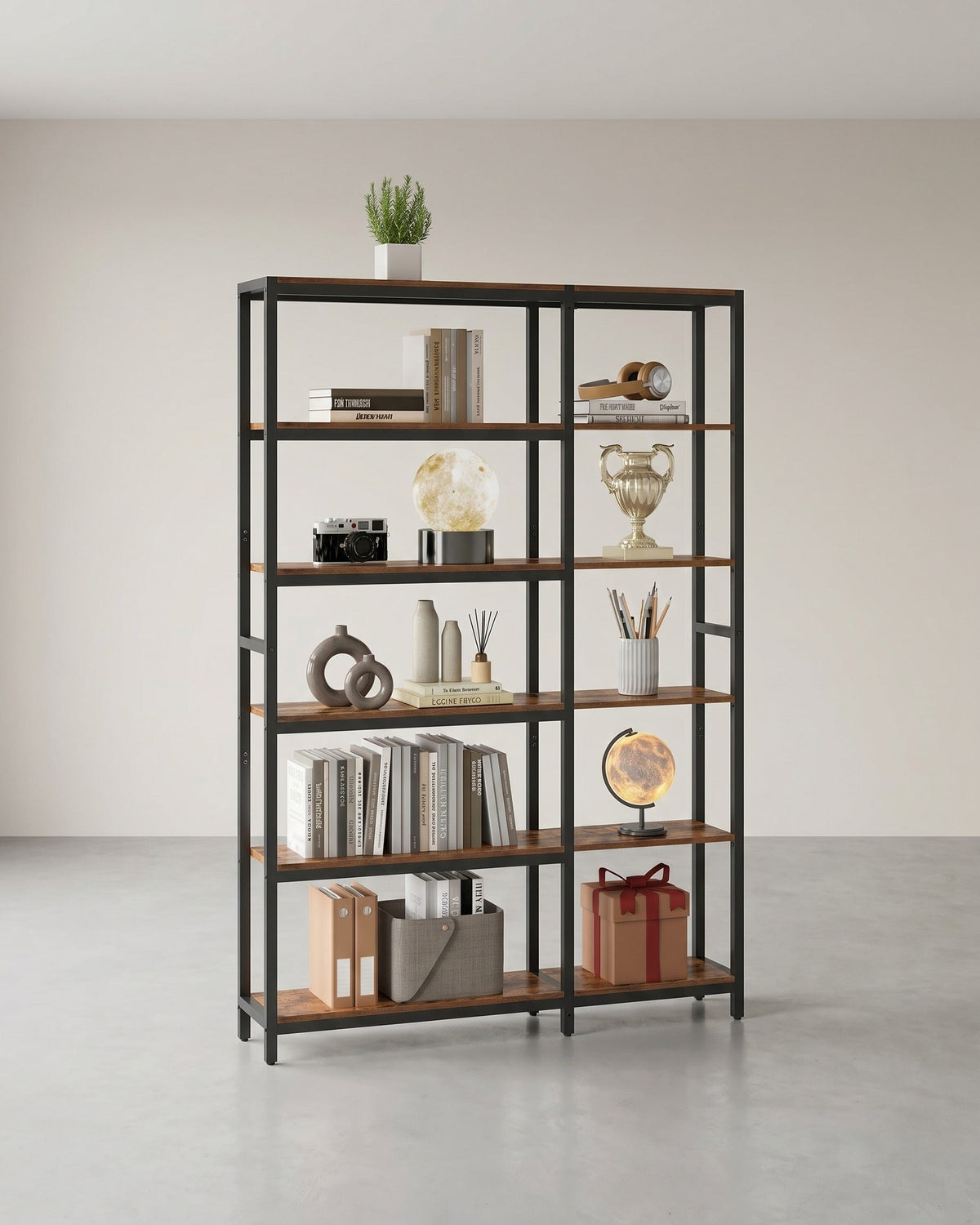 Bücherregal Mit 6 Ebenen - Eckregal Im Leiterstil - Für Wohnzimmer Und Arbeitszimmer
