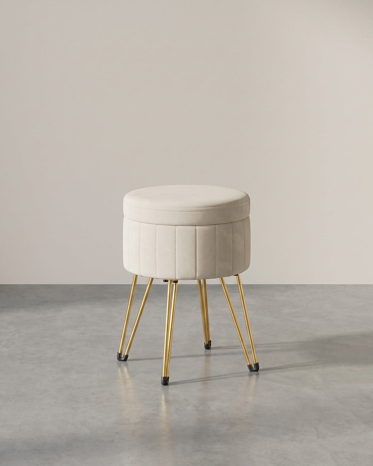 Runder Samthocker mit Stauraum – Mit Deckel als Tischplatte – Ø39 cm – Bis 136 kg belastbar