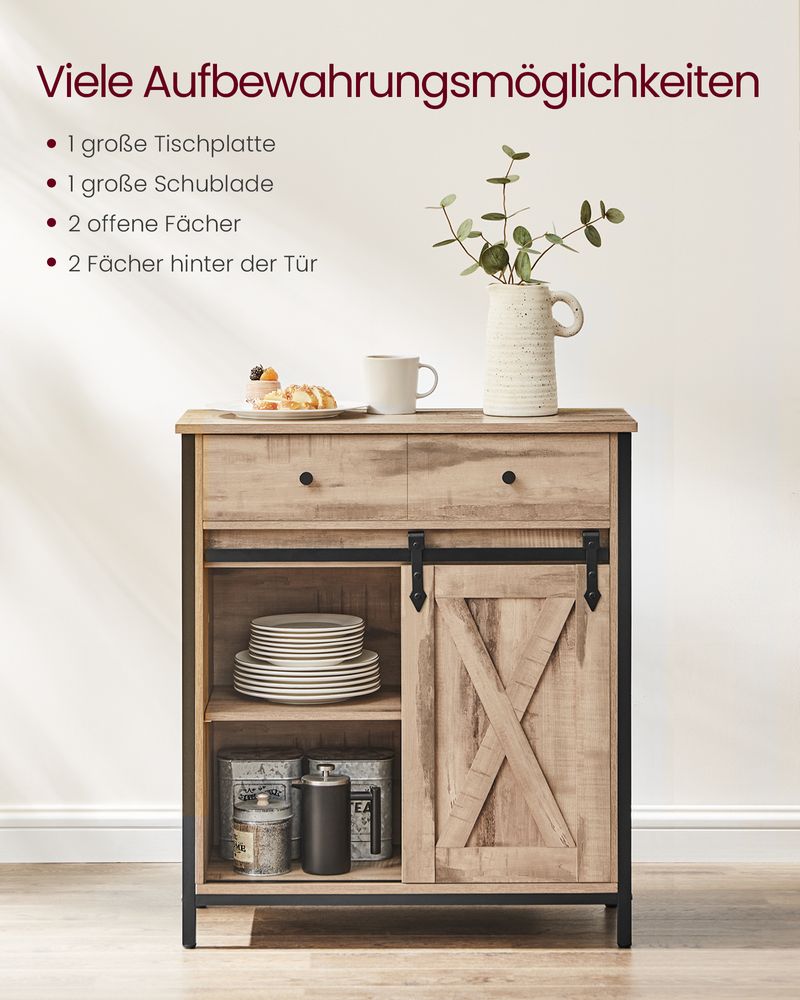 Sideboard Industriedesign – mit Schiebetür – 70 x 30 x 80 cm