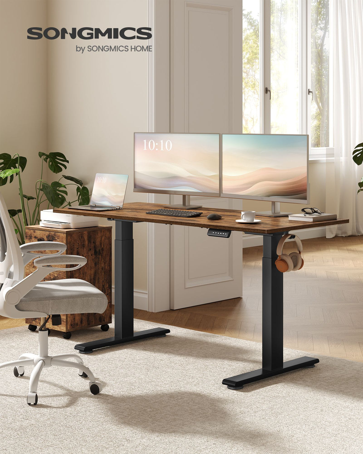 Sitz-Steh-Schreibtischgestell – Elektrisches Untergestell – Doppelmotor – Höhe 72–120 cm – USB-C