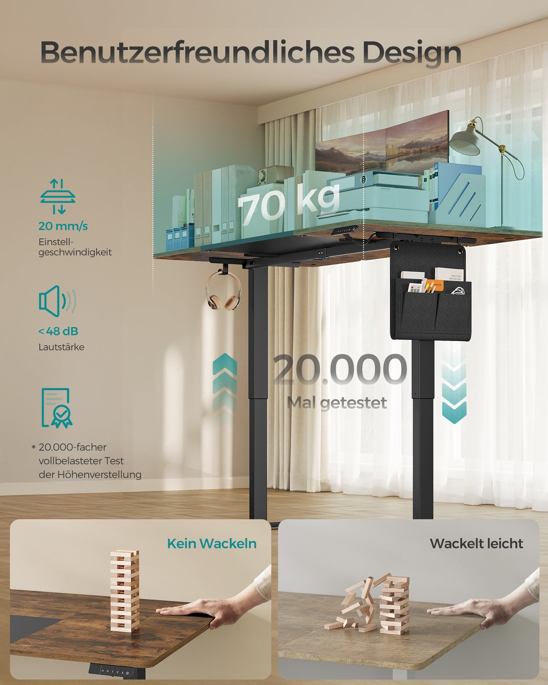 Höhenverstellbarer Schreibtisch - Sitz-Steh-Schreibtisch - Elektrisch verstellbarer Schreibtisch - (Heim-)Büro