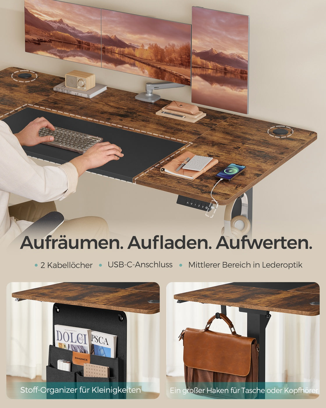 Höhenverstellbarer Schreibtisch - Sitz-Steh-Schreibtisch - Elektrisch verstellbarer Schreibtisch - (Heim-)Büro