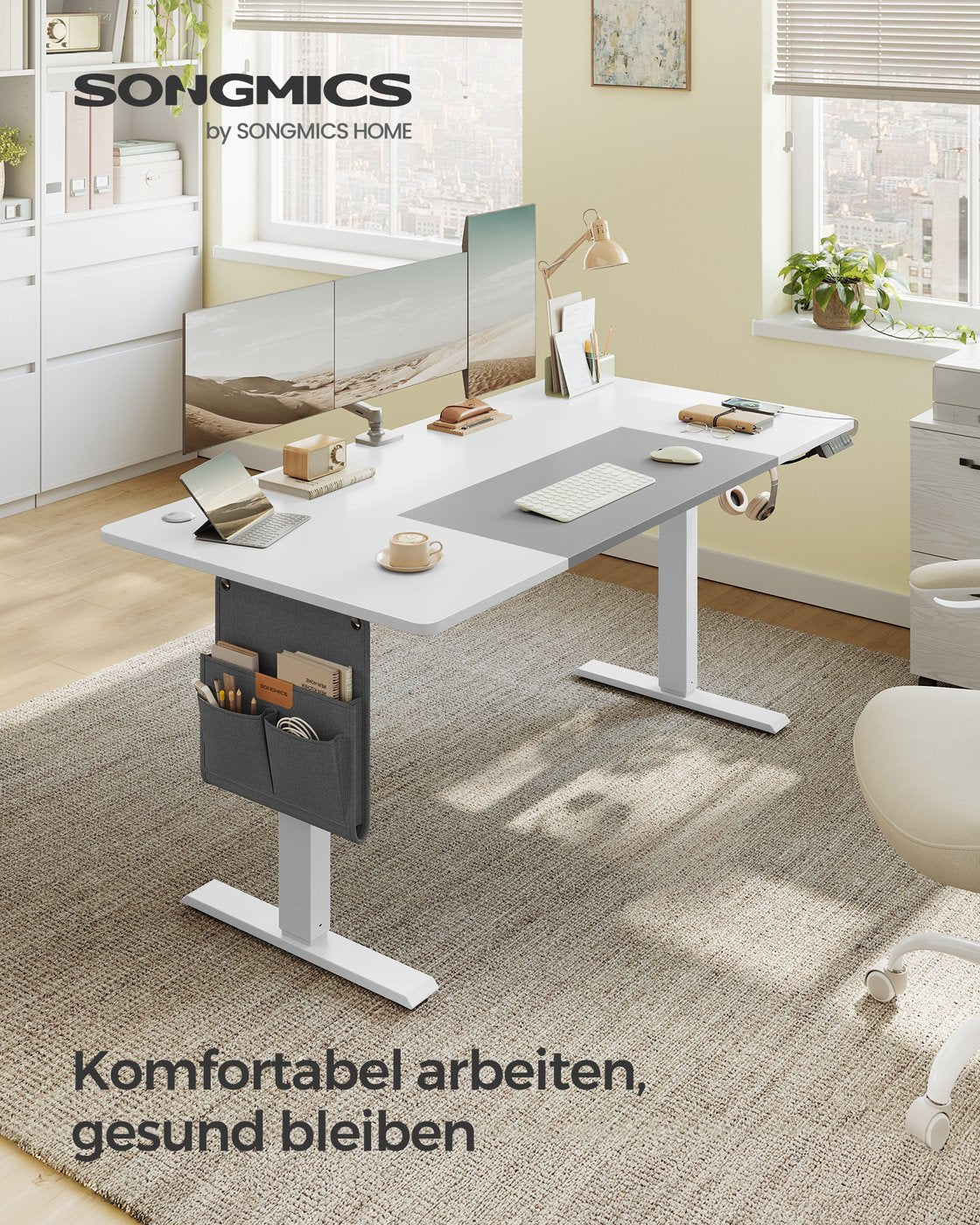 Elektrisch höhenverstellbarer Schreibtisch – 4 Speicherplätze – USB-C-Schnellladefunktion – 120 bis 180 x 80 cm