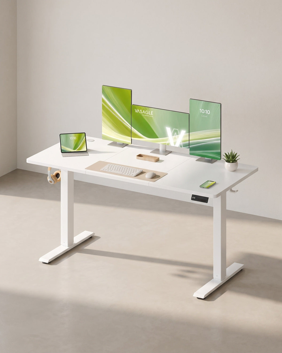 Elektrisch höhenverstellbarer Schreibtisch – Steh-Sitz-Schreibtisch – 72 bis 120 cm – Memory-Funktion – Kabelmanagement – Industriedesign