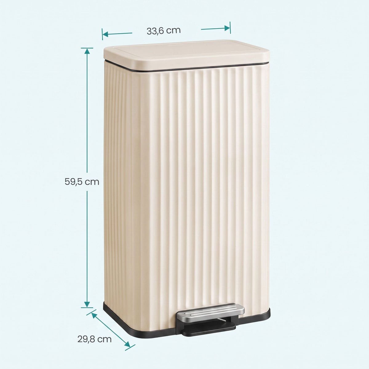 Küchenmülleimer – 50 Liter – Treteimer mit Soft-Close-Deckel – Inneneimer aus Stahl – Inklusive 15 Müllbeuteln